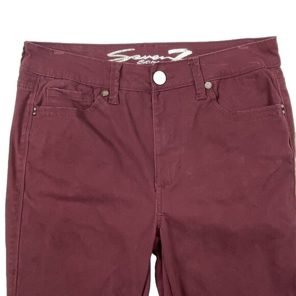 Seven7 High Rise Skinny Jeans Womens size 6 Skin Fit Denim Tapered Burgundy - Picture 3 of 16